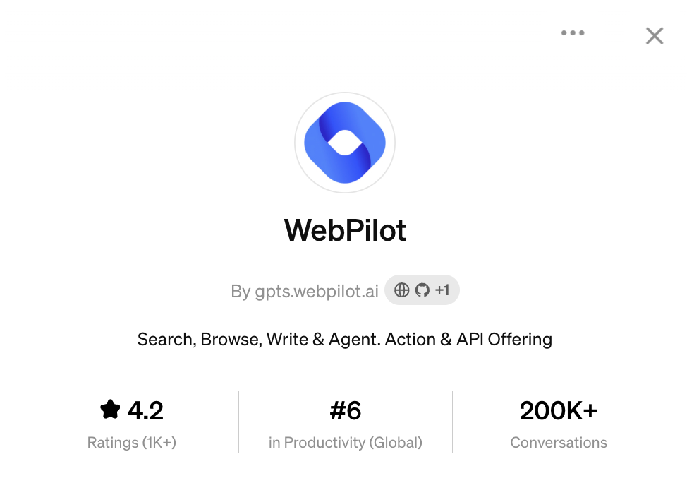 ChatGPT 플러그인 GPTs WebPilot